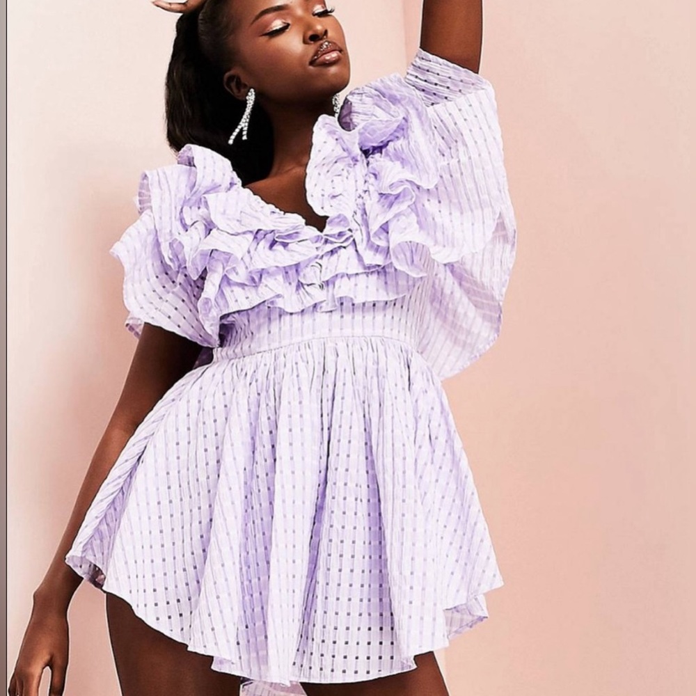 ASOS Ruffle Romper Lilac Size 10